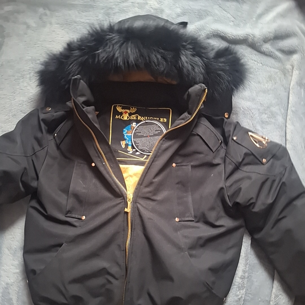 Black Fur-Trimmed Hooded Jacket